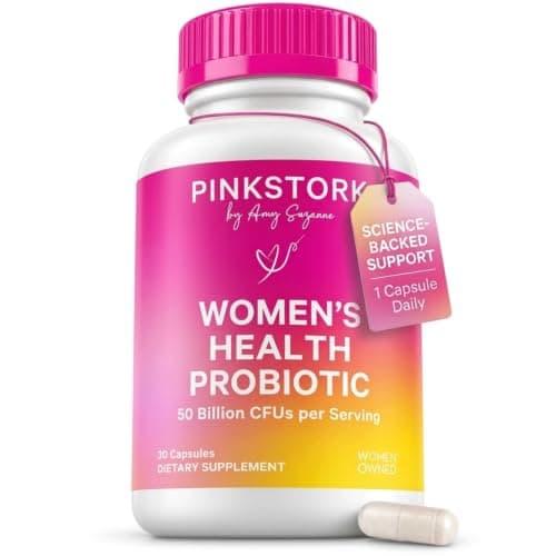 Pink Stork Women's Probiotic 50 Billion CFU, Vaginal + Gut Support, 30…