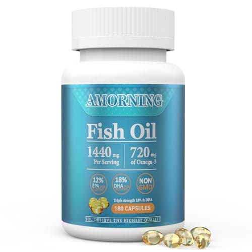 Fish Oil Omega-3 Supplements Small Softgels 1440mg 180Count Easy to Swallow