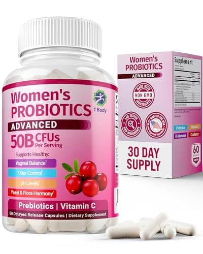1 Body Cranberry Probiotics for Women, 50 Billion CFU, 60 Capsules