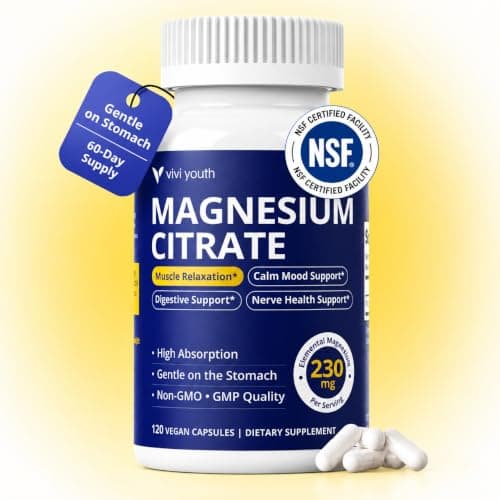 VIVI Youth Magnesium Citrate 230mg Elemental 120 Capsules, 60-Day Supply