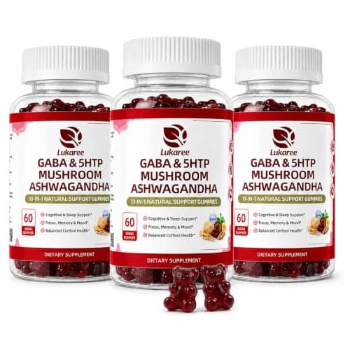 3 Pack GABA & Mushroom Gummies for Natural Sleep Support, No Melatonin