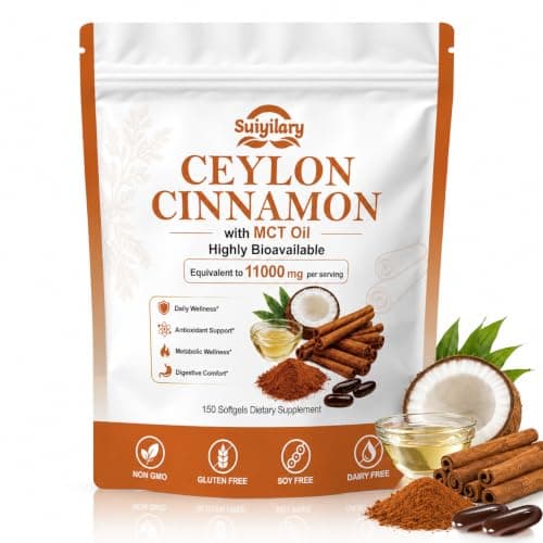 2-in-1 Organic Ceylon Cinnamon with MCT Oil Supplements 150 Softgels